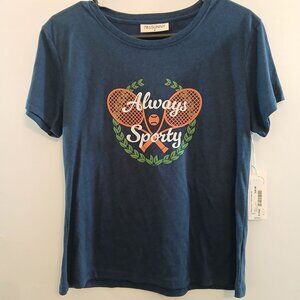 78 & Sunny Always Sporty Graphic Tee Navy Blue Women Medium New With Tags